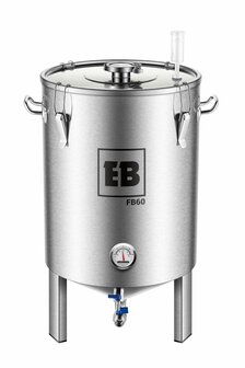 EasyBrew Vergistingsvat RVS 60 L. met speciaal deksel voor dry-hoppen en met geïntegreerde koeler.