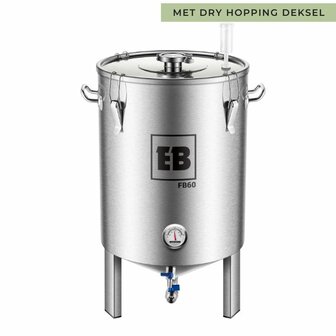 EasyBrew Vergistingsvat RVS 60 L. met speciaal deksel voor dry-hopping