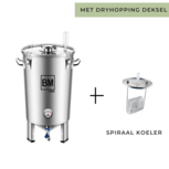 Brouwmeester Vergistingsvat RVS 30 L. met speciaal deksel voor dry-hoppen en koelspiraal Brouwmeester Vergistingsvat RVS 30 L. met speciaal deksel voor dry-hoppen en koelspiraal