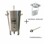 Brouwmeester Vergistingsvat RVS 30 L. met geïntegreerde koeler en thermowell Brouwmeester Vergistingsvat RVS 30 L. met geïntegreerde koeler en thermowell